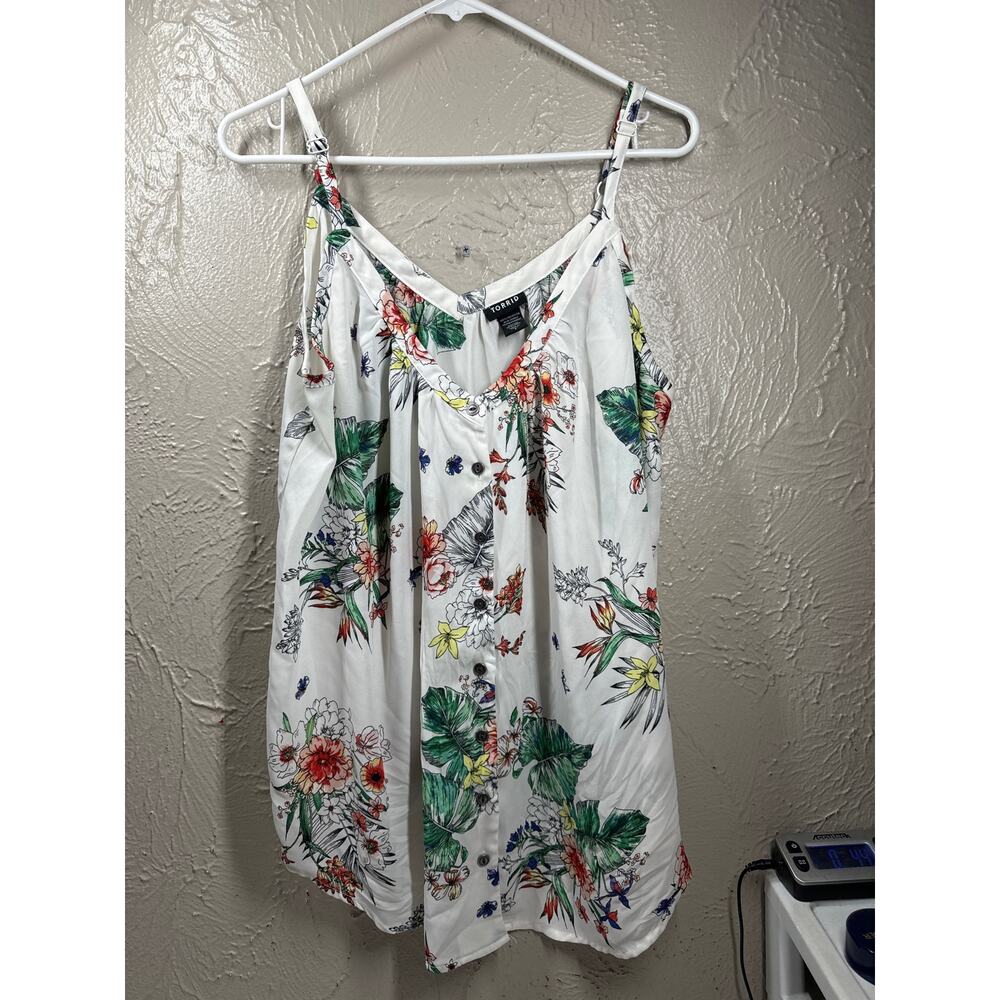 Torrid Swing Cami Women's Floral Sleeveless Green White Casual Boho size 1‎  1X